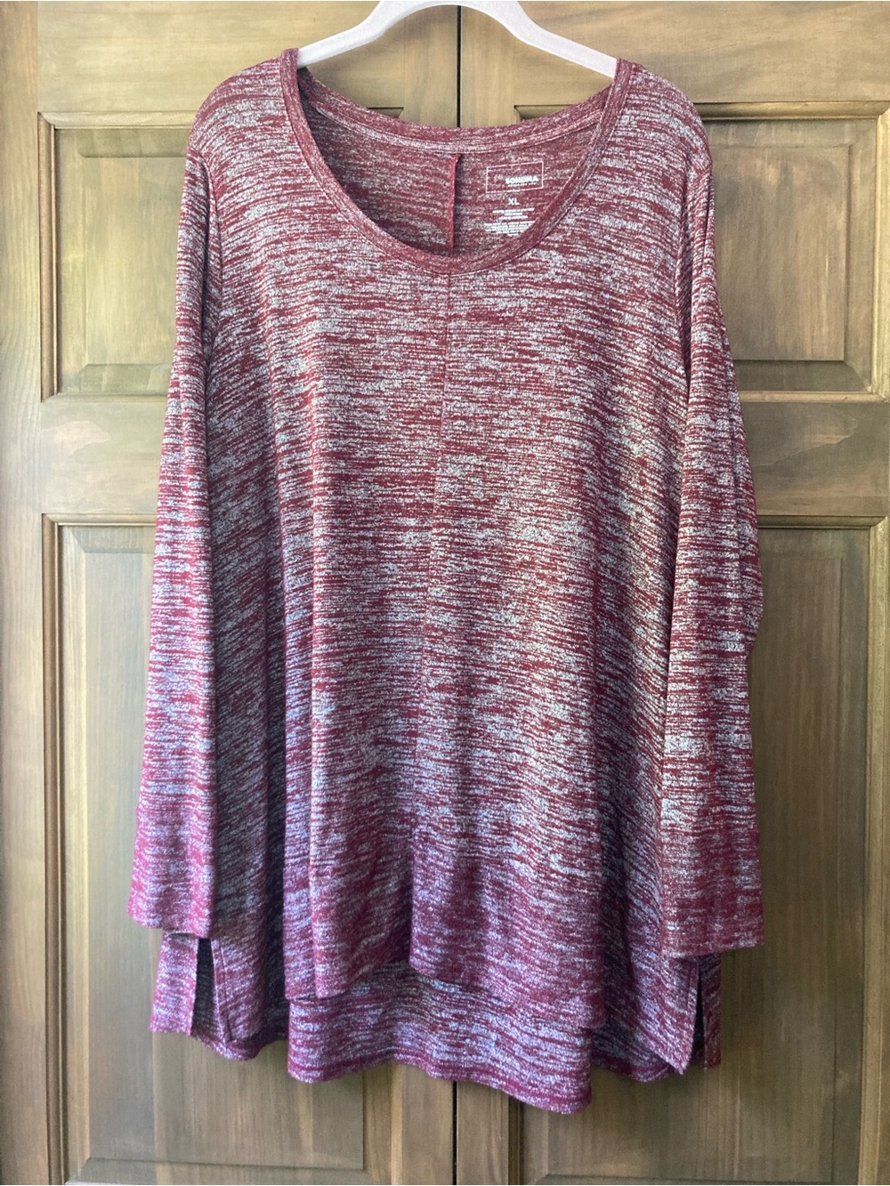 Sonoma Casual Red & Gray Blend LS Tunic Top XL